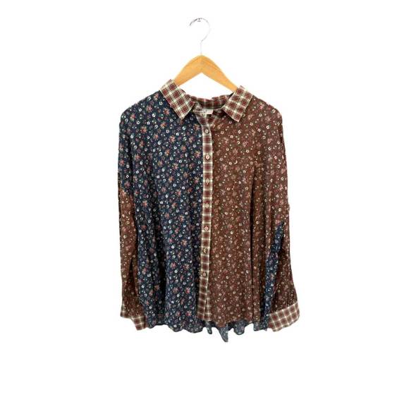 NEW EASEL long sleeve print mix button down shirt in mixed floral - Picture 4 of 4